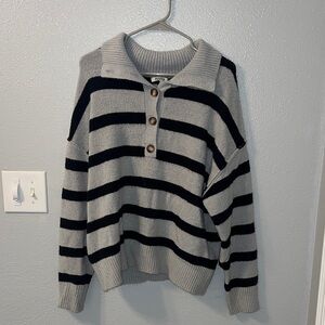 Cozy Striped Gray and Black Women's Sweater